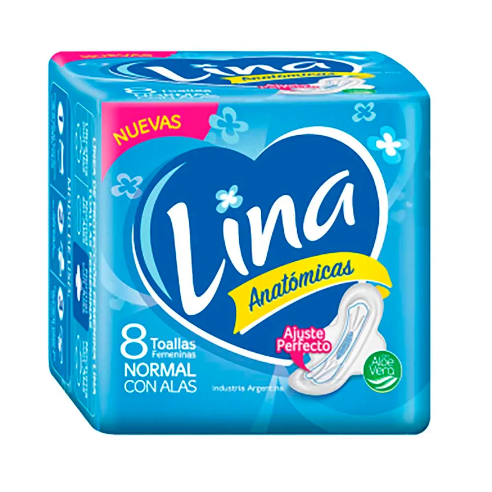 Toalla Femenina Lina Anatomicas Normal Con Alas 48x  1 U X 30gr